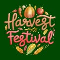 watercolor harvest festival lettering vector design illustration