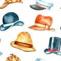 Watercolor hat collection Royalty Free Stock Photo