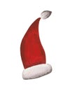 Watercolor hat of an elf, helper of Santa Claus