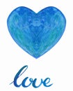 Watercolor heart with handlettering