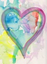 Watercolor heart painting with abstract background Royalty Free Stock Photo