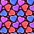 Watercolor Heart pattern. Watercolor seamless pattern with multicolored Big Hearts. Bright illustrations for Gift paper, packaging