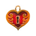 Watercolor heart shaped lock