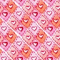 Watercolor heart texture seamless pattern