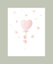 Watercolor Hearts Card Illustrations. Baby Congratulations Card