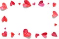 Watercolor hearts. Love concept for mother`s day and valentine`s day. Top view.