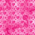 Watercolor hearts seamless background. Pink watercolor heart pattern. Colorful watercolor romantic texture. Royalty Free Stock Photo