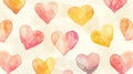 Watercolor hearts seamless pattern background Royalty Free Stock Photo