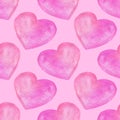 Watercolor hearts seamless pattern. cute gentle background valentines