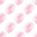 Watercolor hearts seamless pattern. Hand drawn painted texture. Valentines colorful wallpaper background