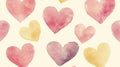 Watercolor hearts seamless pattern, romantic background Royalty Free Stock Photo