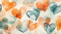 Watercolor Hearts Seamless Pattern Romantic Love Background Royalty Free Stock Photo