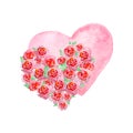Watercolor pink heart roses Royalty Free Stock Photo