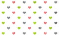 Watercolor hearts on white background pattern.