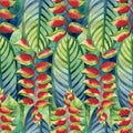 Watercolor heliconia pattern