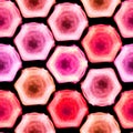 Watercolor hexagon grid seamless pattern Royalty Free Stock Photo