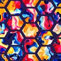 Watercolor hexagon seamless pattern