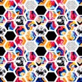 Watercolor hexagon seamless pattern Royalty Free Stock Photo