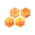 Watercolor hexagonal honey combs clipart isolated on white background