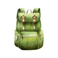 Watercolor hiking and camping backpack illlustration. Mountin equipment for recreation tourism and adverture isolated on