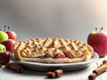 Watercolor Homemade Organic Apple Pie Dessert. Isolated Food Illustration On White Background. Generative AI