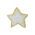 Watercolor Homemade star Biscuits. Hand drawn dessert illustration. Isolated elements on white background