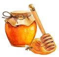 Watercolor Honey jar and honey stick