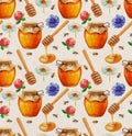 Watercolor Honey seamless pattern