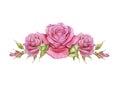 Watercolor horizontal vignette of roses
