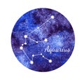 Watercolor horoscope sign Aquarius