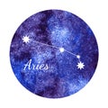 Watercolor horoscope sign aries