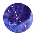 Watercolor horoscope sign Taurus Royalty Free Stock Photo