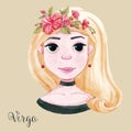 Watercolor horoscope sign virgo Royalty Free Stock Photo