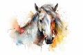 Watercolor horse portrait illustration on white background Royalty Free Stock Photo