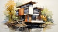 Watercolor House: Modular Constructivism With Earthy Color Palettes