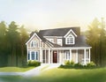 Watercolor of house render icon