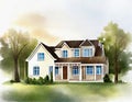 Watercolor of house render icon