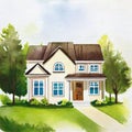 Watercolor of house for sale home house design