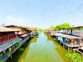 Watercolor of huatakea canal in ladkrabang at bangkok thailand Royalty Free Stock Photo