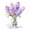 Watercolor Hyacinth Bouquet: High Resolution Painting With Purple Flowers