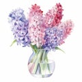 Watercolor Hyacinth Bouquet On White Background
