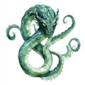Watercolor Hydra Clip Art a mythical creature with multiple heads symbolizing strength power danger mystery and chaos