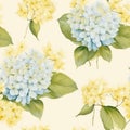 Watercolor Hydrangea Seamless Background: Lowell Herrero Style Royalty Free Stock Photo