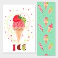 Watercolor ice cream flyer design. Royalty Free Stock Photo