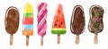 Watercolor ice cream, ice lolly and eskimo pie on a stick isolated on white, watercolor clip art illustration. Royalty Free Stock Photo