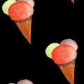 Watercolor ice-cream pattern