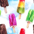 Watercolor ice cream seamless pattern Royalty Free Stock Photo