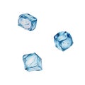 Watercolor ice cubes. Hand painting clipart block of ice on a white isolated background. For designers, decoration