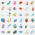 Watercolor icons set, isometric style Royalty Free Stock Photo