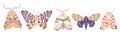 Watercolor illustartion with exotic butterflies, moths set isolated on white background. Perfect for you unique creation